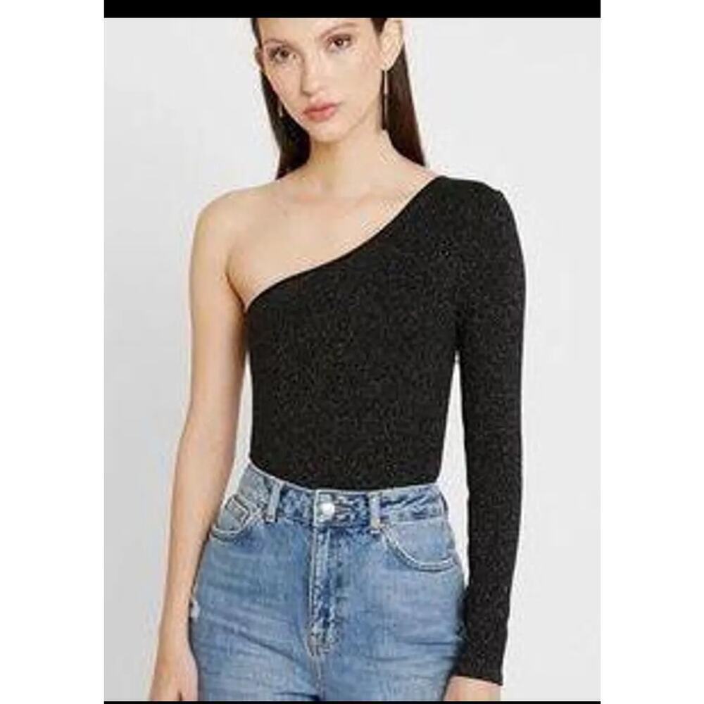 NWT BDG Sparkle One Shoulder Bodysuit Black Size Medium